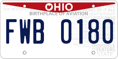 OH license plate FWB0180