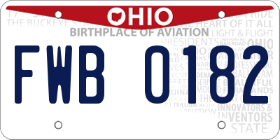 OH license plate FWB0182