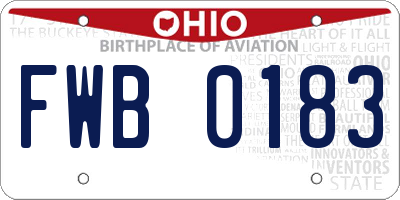 OH license plate FWB0183