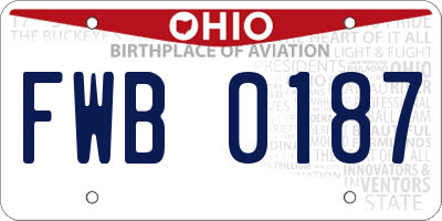 OH license plate FWB0187