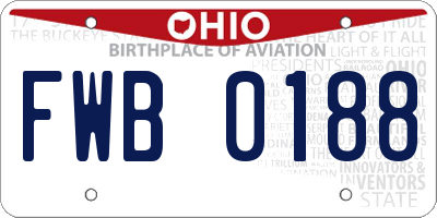 OH license plate FWB0188