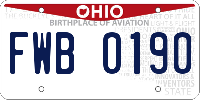 OH license plate FWB0190