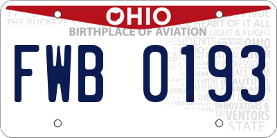 OH license plate FWB0193