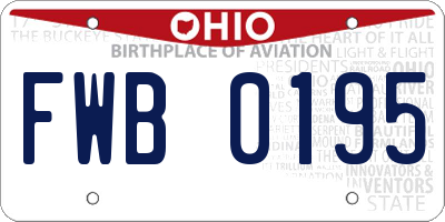 OH license plate FWB0195