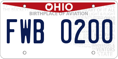 OH license plate FWB0200