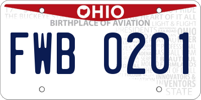 OH license plate FWB0201