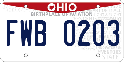 OH license plate FWB0203