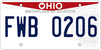 OH license plate FWB0206