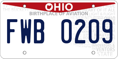 OH license plate FWB0209