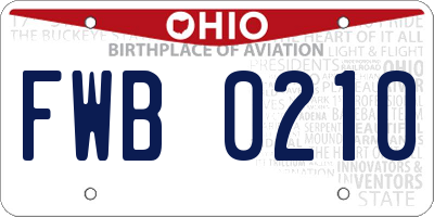 OH license plate FWB0210