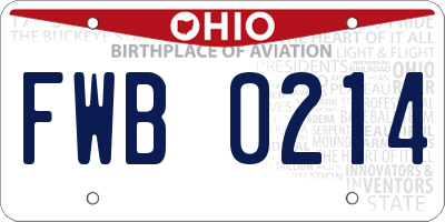 OH license plate FWB0214