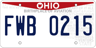 OH license plate FWB0215