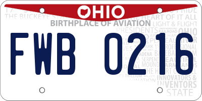 OH license plate FWB0216