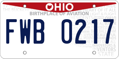 OH license plate FWB0217