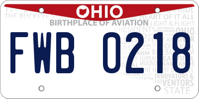 OH license plate FWB0218