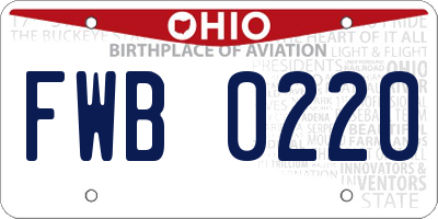 OH license plate FWB0220