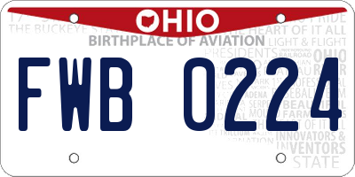 OH license plate FWB0224