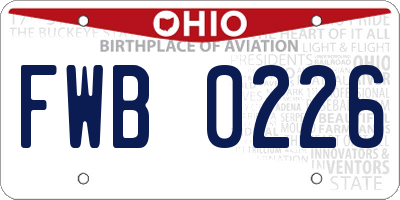 OH license plate FWB0226