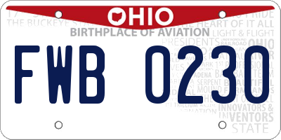 OH license plate FWB0230