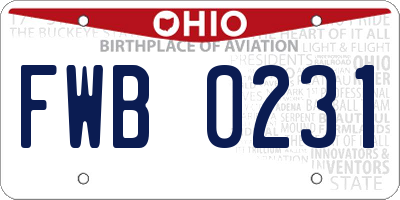 OH license plate FWB0231