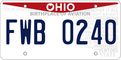OH license plate FWB0240