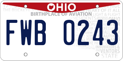 OH license plate FWB0243