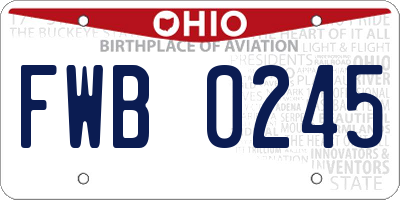 OH license plate FWB0245