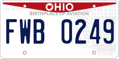 OH license plate FWB0249