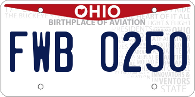 OH license plate FWB0250