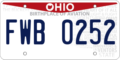 OH license plate FWB0252