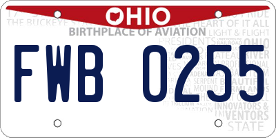 OH license plate FWB0255