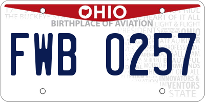 OH license plate FWB0257