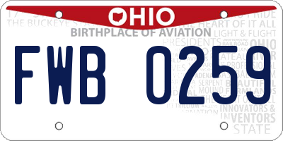 OH license plate FWB0259