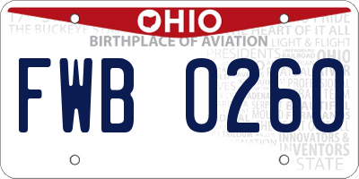 OH license plate FWB0260