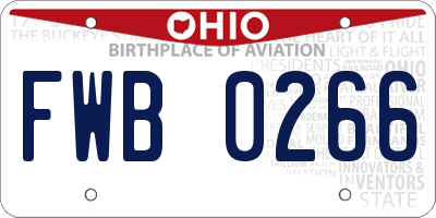 OH license plate FWB0266