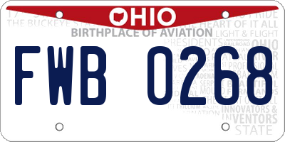 OH license plate FWB0268