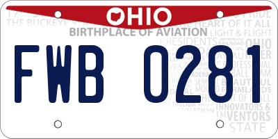 OH license plate FWB0281