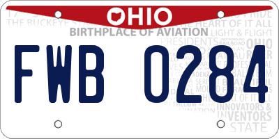 OH license plate FWB0284