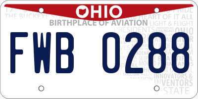 OH license plate FWB0288