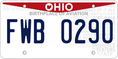 OH license plate FWB0290