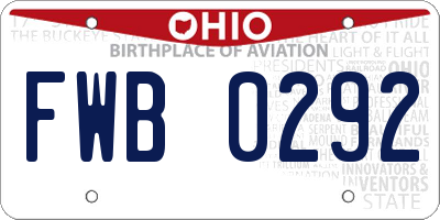 OH license plate FWB0292