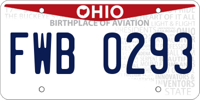 OH license plate FWB0293