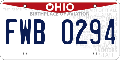 OH license plate FWB0294