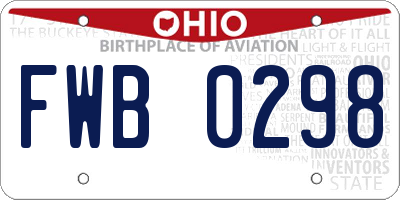 OH license plate FWB0298