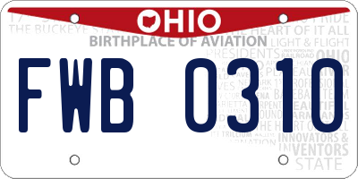 OH license plate FWB0310