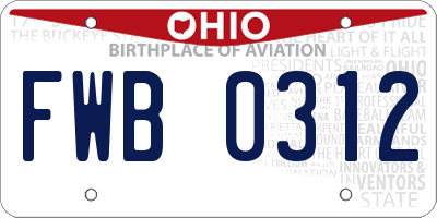 OH license plate FWB0312