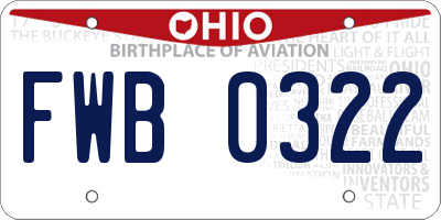 OH license plate FWB0322