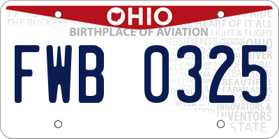 OH license plate FWB0325