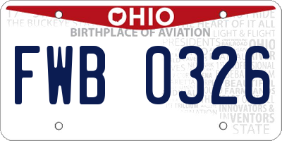 OH license plate FWB0326