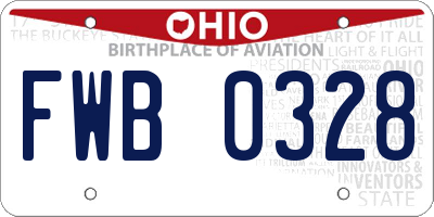 OH license plate FWB0328